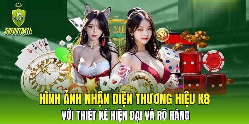 Hình ảnh nhận diện thương hiệu K8 với thiết kế hiện đại và rõ ràng